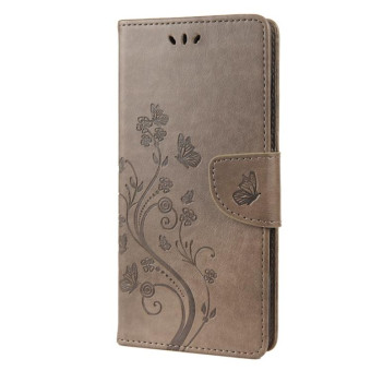 For Nokia G60 Butterfly Flower Pattern Leather Phone Case(Grey)