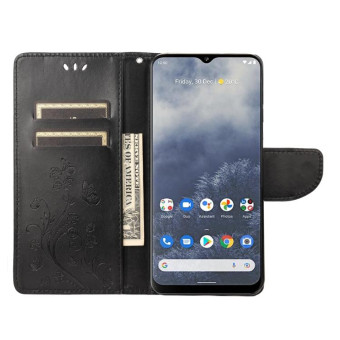 For Nokia G60 Butterfly Flower Pattern Leather Phone Case(Black)