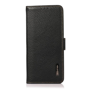 For Nokia C31 KHAZNEH Side-Magnetic Litchi Genuine Leather RFID Phone Case(Black)
