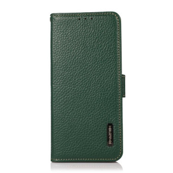 For Nokia C31 KHAZNEH Side-Magnetic Litchi Genuine Leather RFID Phone Case(Green)
