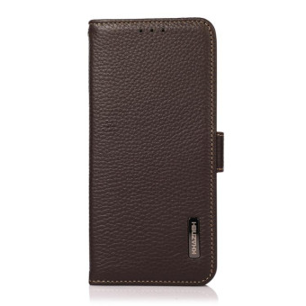 For Nokia C31 KHAZNEH Side-Magnetic Litchi Genuine Leather RFID Phone Case(Brown)