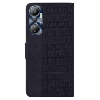 For Infinix Hot 20 Geometric Embossed Leather Phone Case(Black)