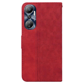 For Infinix Hot 20 Geometric Embossed Leather Phone Case(Red)