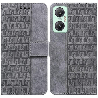 For Infinix Hot 20 5G Geometric Embossed Leather Phone Case(Grey)