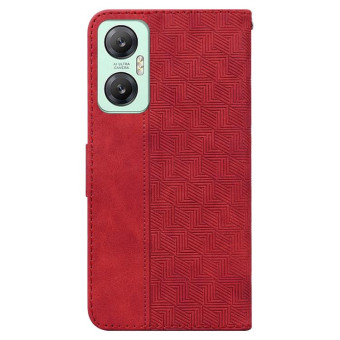 For Infinix Hot 20 5G Geometric Embossed Leather Phone Case(Red)