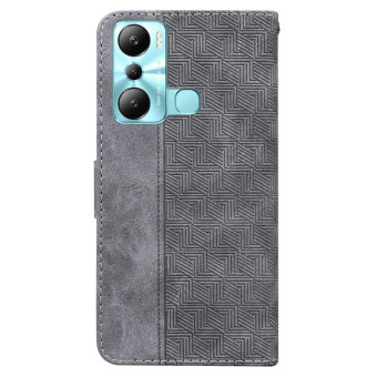 For Infinix Hot 20i Geometric Embossed Leather Phone Case(Grey)
