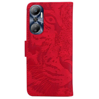 For Infinix Hot 20 Tiger Embossing Pattern Leather Phone Case(Red)