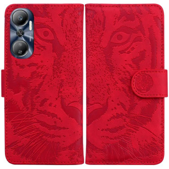 For Infinix Hot 20 Tiger Embossing Pattern Leather Phone Case(Red)