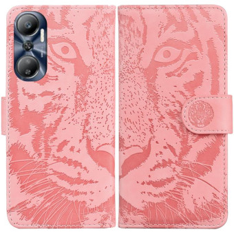 For Infinix Hot 20 Tiger Embossing Pattern Leather Phone Case(Pink)