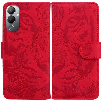 For Tecno Pova 4 Tiger Embossing Pattern Leather Phone Case(Red)