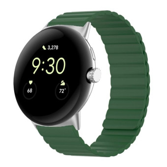 For Google Pixel Watch Two-section Magnetic Silicone Watch Band(Army Green)