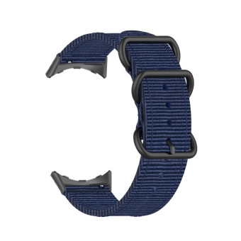 For Google Pixel Watch Three-ring Black Buckle Nylon Watch Band(Blue)