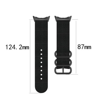 For Google Pixel Watch Three-ring Black Buckle Nylon Watch Band(Orange)