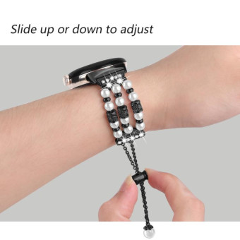 For Google Pixel Watch Pearl Half Bracelet Watch Band(Black)