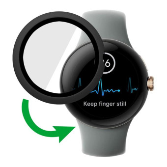 For Google Pixel Watch Frosted PC Frame Tempered Film Integrated Watch Protective Case(Black)