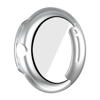 For Google Pixel Watch Frosted PC Frame Tempered Film Integrated Watch Protective Case(Silver)
