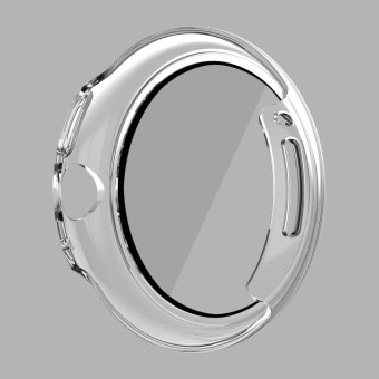 For Google Pixel Watch Frosted PC Frame Tempered Film Integrated Watch Protective Case(Transparent)