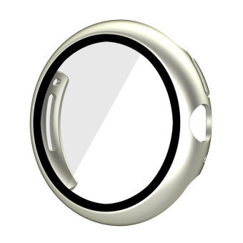 For Google Pixel Watch Frosted PC Frame Tempered Film Integrated Watch Protective Case(Starlight Silver)