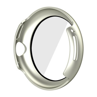 For Google Pixel Watch Frosted PC Frame Tempered Film Integrated Watch Protective Case(Starlight Silver)