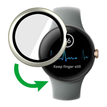 For Google Pixel Watch Frosted PC Frame Tempered Film Integrated Watch Protective Case(Starlight Silver)