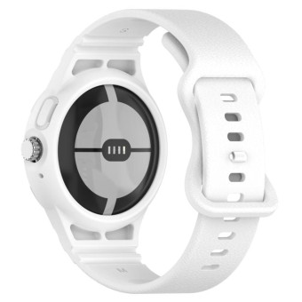 For Google Pixel Watch Leather Texture Silicone Integrated Watch Band(White)