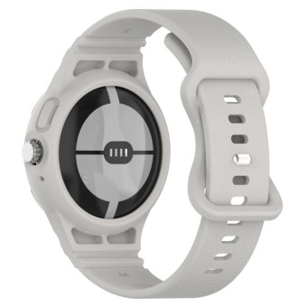 For Google Pixel Watch Leather Texture Silicone Integrated Watch Band(Light Grey)