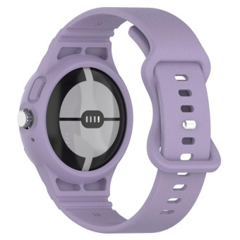 For Google Pixel Watch Leather Texture Silicone Integrated Watch Band(Purple)