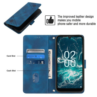 For Nokia C200 Skin-feel Embossed Leather Phone Case(Blue)