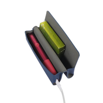 For IQOS ILUMA ONE Litchi Pattern Electronic Cigarette Leather Storage Bag(Dark Blue)