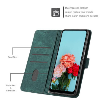 For Infinix Hot 11 2021 / Note 12 4G Skin Feel Stripe Pattern Leather Phone Case with Lanyard(Green)