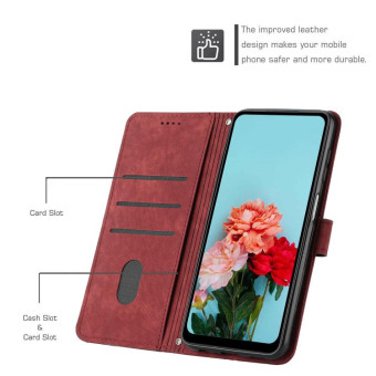 For Infinix Note 12 G96 Skin Feel Stripe Pattern Leather Phone Case with Lanyard(Red)