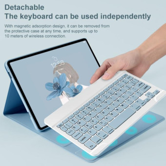 For Lenovo Tab M10 Plus 10.6 3rd Gen 2022 LX106 Square Keys Detachable Bluetooth Keyboard Leather Tablet Case(Purple)