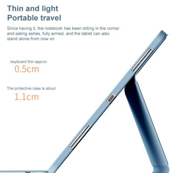 For Lenovo Tab M10 Plus 10.6 3rd Gen 2022 YM-LX106 Round Key Detachable Bluetooth Tablet Keyboard Leather Case with Mouse(Blue)