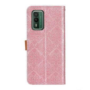 For Nokia XR21 European Floral Embossed Flip Leather Phone Case(Pink)