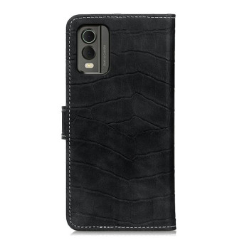 For Nokia C32 4G Magnetic Crocodile Texture Horizontal Flip Leather Phone Case(Black)