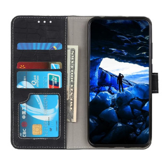 For Nokia C32 4G Magnetic Crocodile Texture Horizontal Flip Leather Phone Case(Black)