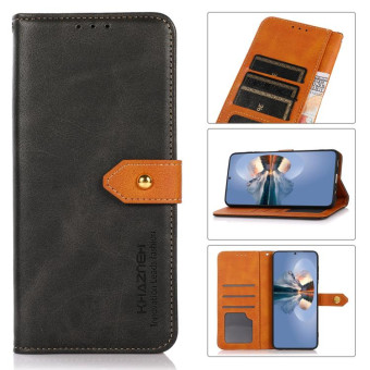 For Nokia C22 4G KHAZNEH Dual-color Cowhide Texture Flip Leather Phone Case(Black)