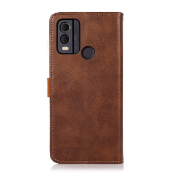 For Nokia C22 4G KHAZNEH Dual-color Cowhide Texture Flip Leather Phone Case(Brown)