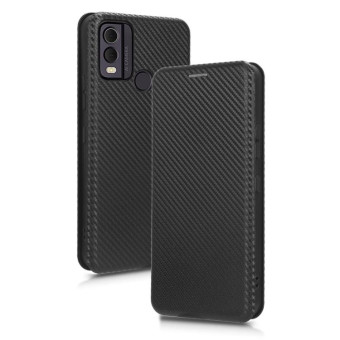For Nokia C22 Carbon Fiber Texture Flip Leather Phone Case(Black)