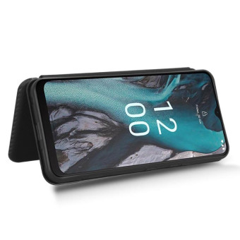 For Nokia C22 Carbon Fiber Texture Flip Leather Phone Case(Black)