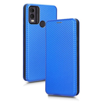 For Nokia C22 Carbon Fiber Texture Flip Leather Phone Case(Blue)