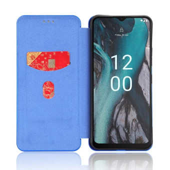 For Nokia C22 Carbon Fiber Texture Flip Leather Phone Case(Blue)