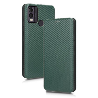 For Nokia C22 Carbon Fiber Texture Flip Leather Phone Case(Green)