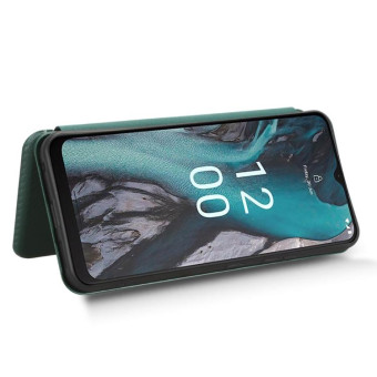 For Nokia C22 Carbon Fiber Texture Flip Leather Phone Case(Green)