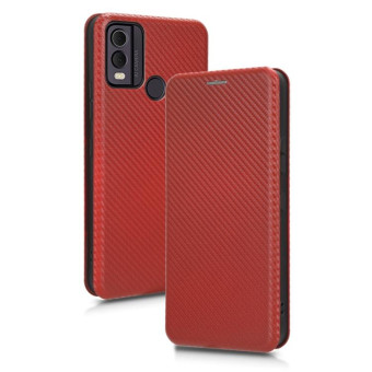 For Nokia C22 Carbon Fiber Texture Flip Leather Phone Case(Brown)