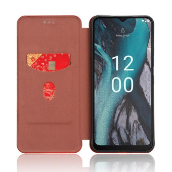 For Nokia C22 Carbon Fiber Texture Flip Leather Phone Case(Brown)