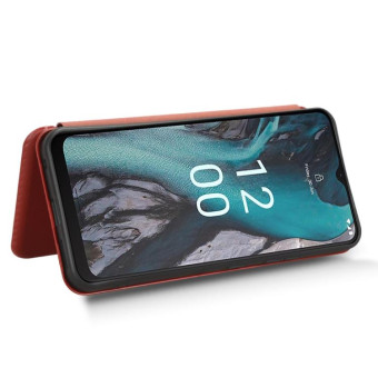 For Nokia C22 Carbon Fiber Texture Flip Leather Phone Case(Brown)