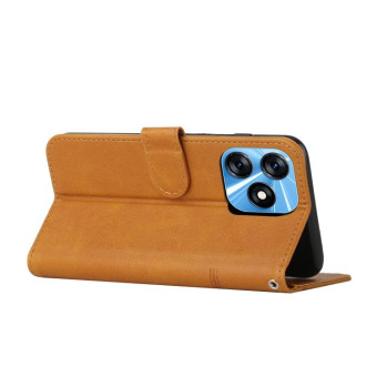 For Tecno Spark 10 Stitching Calf Texture Buckle Leather Phone Case(Yellow)