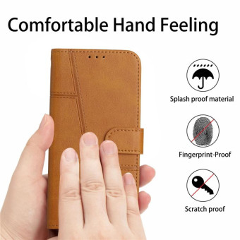 For Tecno Spark 10 Stitching Calf Texture Buckle Leather Phone Case(Yellow)