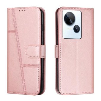 For Tecno Spark 10 5G Stitching Calf Texture Buckle Leather Phone Case(Rose Gold)
